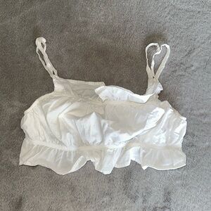 White Ruffle Crop Tank